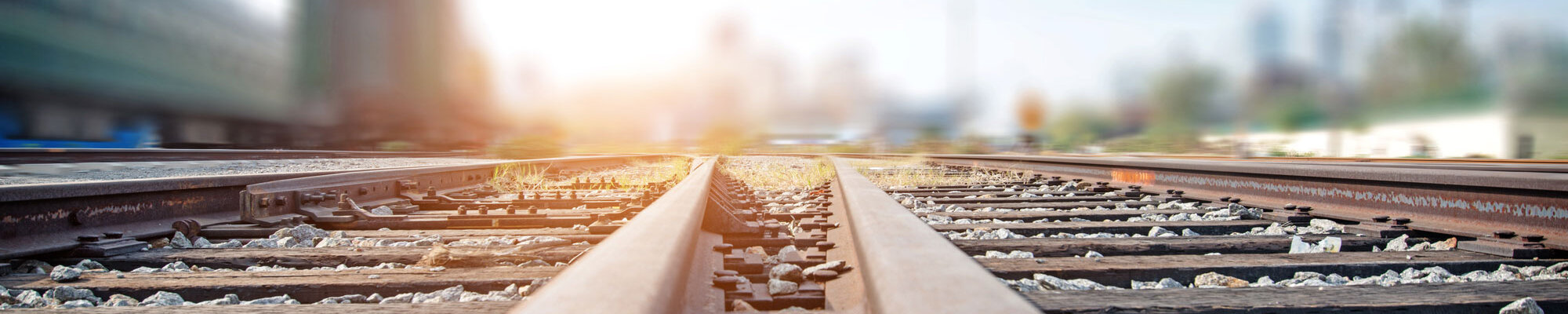Section of two railroad tracks next to each other.